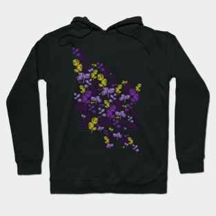 Purple & Green Exotic Monstera Plants Pattern Hoodie